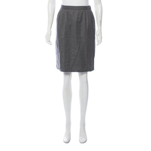 VINTAGE OSCAR DE LA RENTA Pink Label Y2K Designer Grey Knee-Length Pencil Skirt